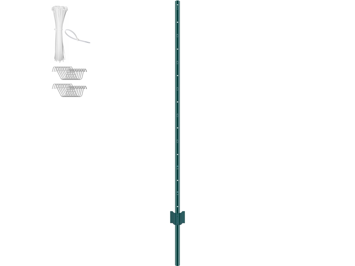 Embalagem De 10 Estacas De Metal Succebuy Para Cerca De Jardim De 5 Pés Em T, Resistente, Verde
