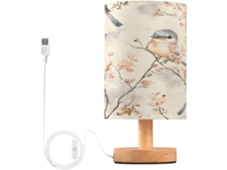 Abajur De Cabeceira Com Pássaro Em Aquarela, Com Porta Usb, Sem Necessidade De Lâmpada, Luz Led Quente Para Quarto, Sala