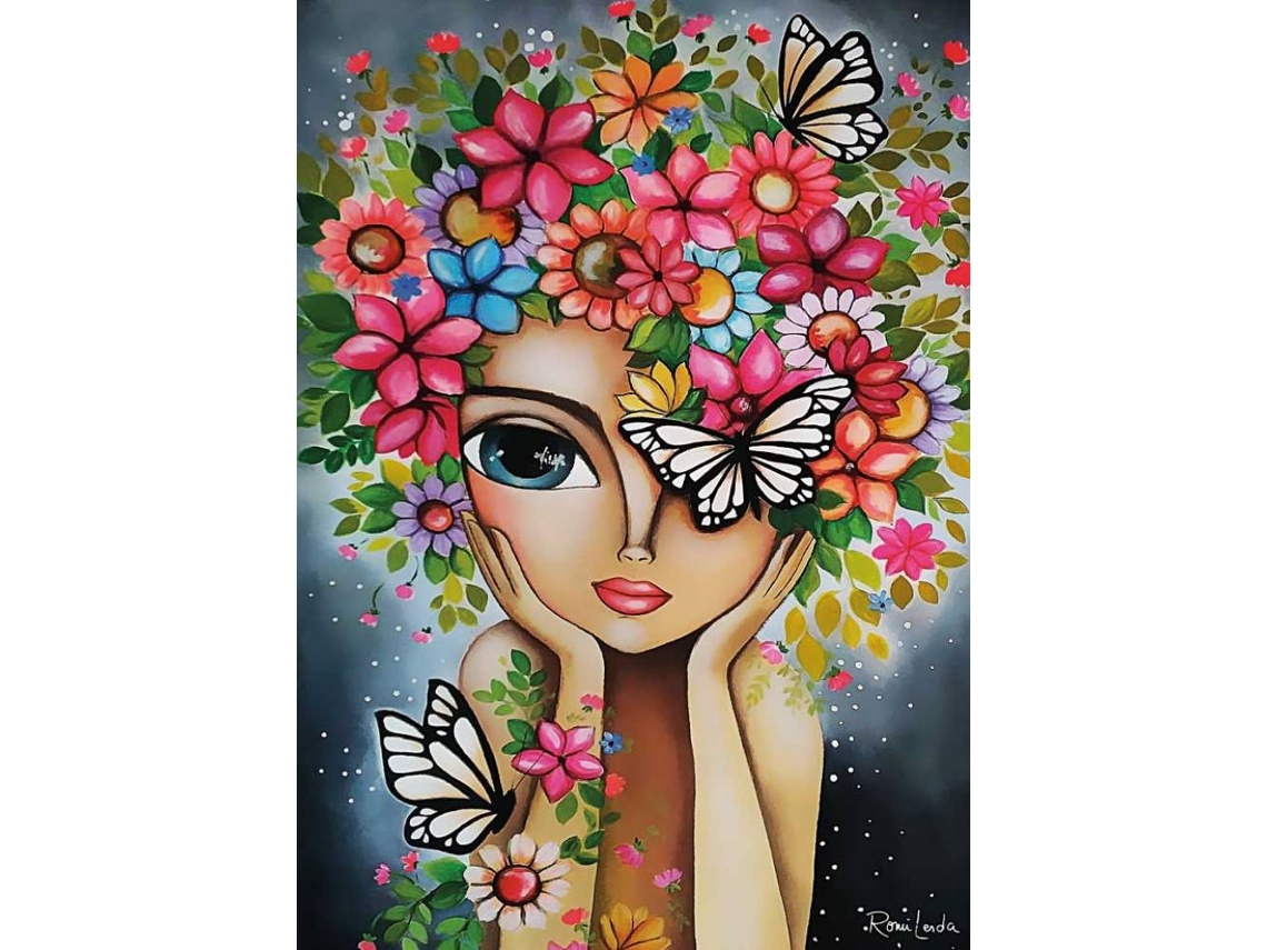 Quebra Cabeça Magnolia Dama Com Flores Edição Especial Romi Lerda 1000 Peças