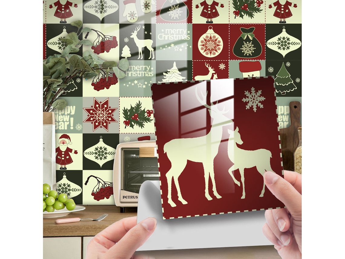 Adesivos Para Azulejos De Natal, 24 Folhas Adesivos Impermeáveis Para Cozinha, Painéis Para Parede Diy