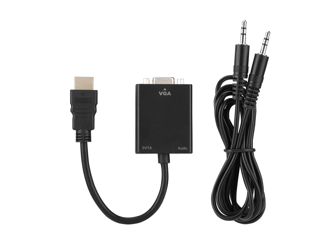 Conversor de vídeo HDMI macho para VGA fêmea (conversão de vídeo, transmissão de áudio)