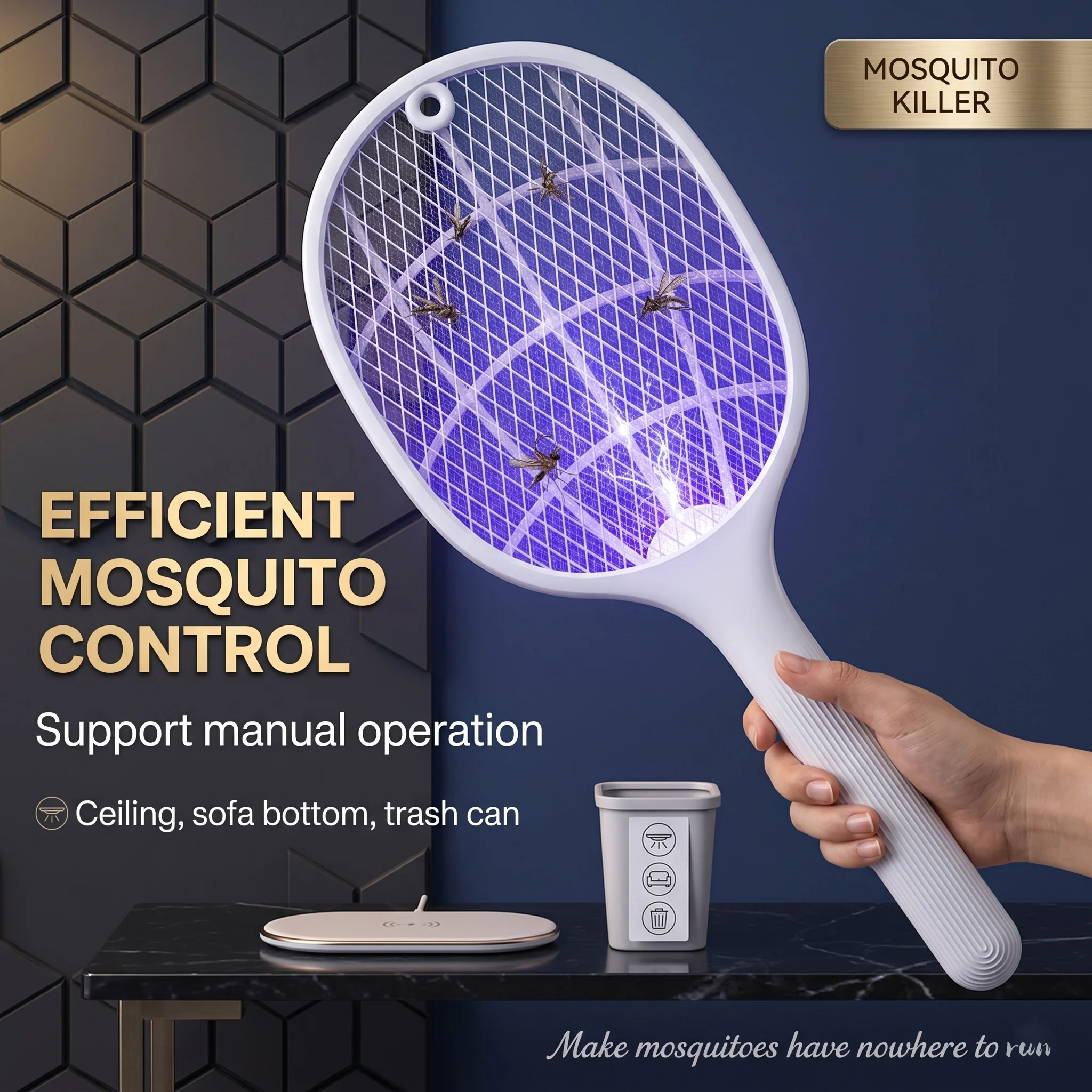 Mata-mosquitos Elétrico, Exterminador De Insetos, Recarregável Via Usb, Equipado Com Dispositivo De Segurança E Suporte.