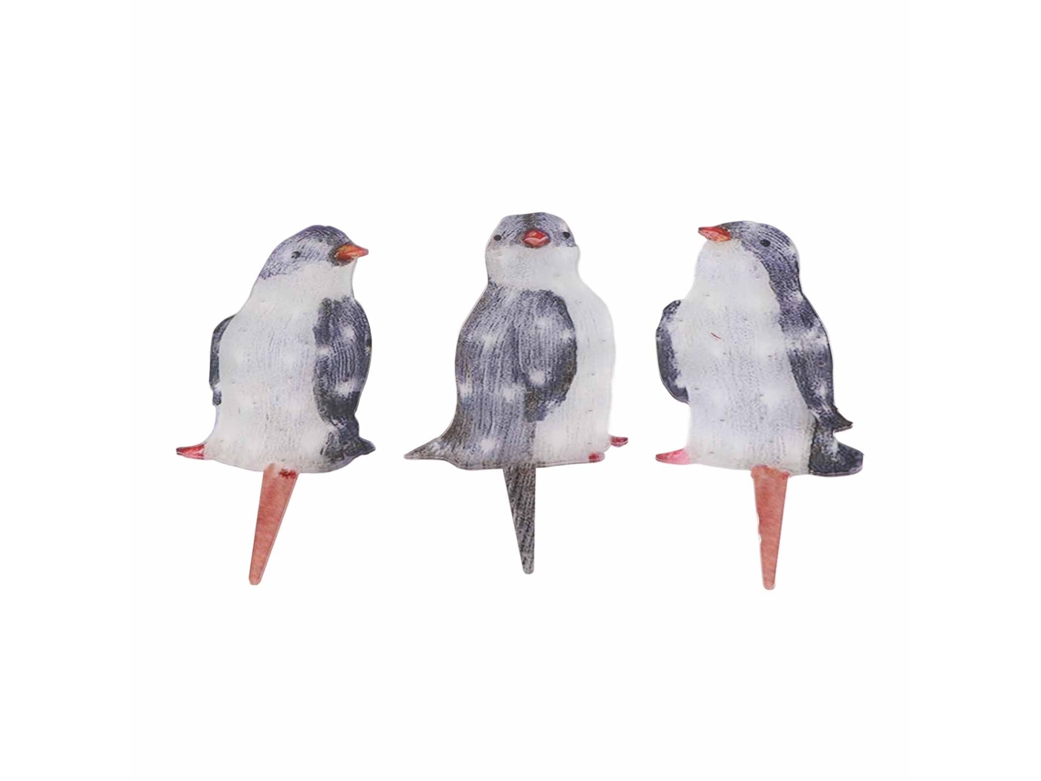 3pcs Decoração Pinguim Natal Jardim Gramado Led Festivo S/MARCA