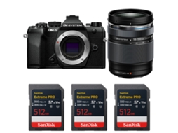 Om 5 Mark Ii Preto + 14 150mm F/4 5.6 Ii + 3 Sandisk 512gb Extreme Pro Uhs ii Sdxc + Ebook “20 Dicas para Fotos Que Impressionam” OM SYSTEM
