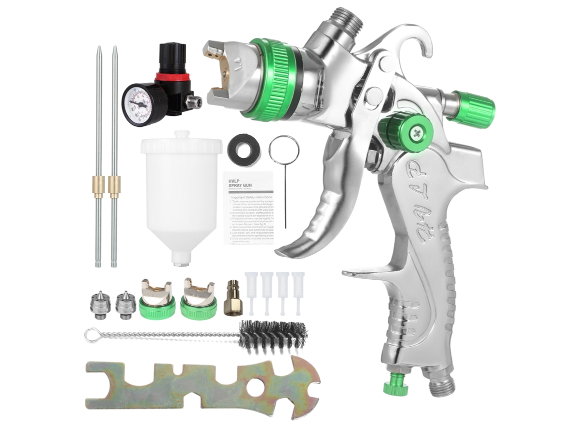 Pistola De Pintura Hvlp Com Depósito De 600ml E Bicos De 1.4mm, 1.7mm, 2.0mm Para Carros, Móveis E Parede