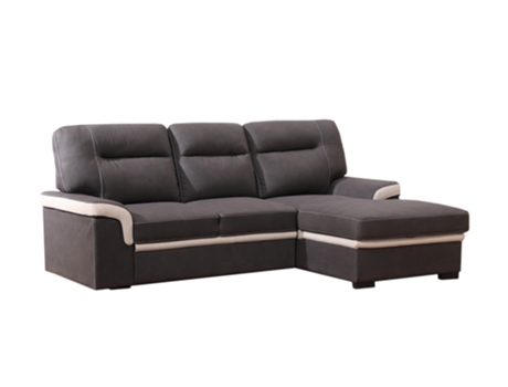 Sofá-Camachaise Longue Old Farrar 255Cm Preto Chaise Direita SALDOSYSTOCKS