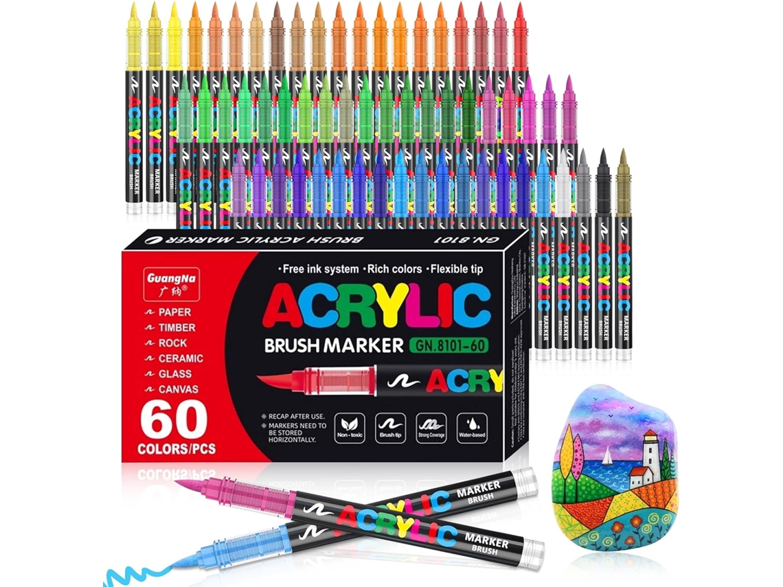 60 Canetas Acrílicas Coloridas, Líquida Direta, para Colorir para Adultos AQUAFORGE
