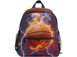 Mochila Infantil Mnsruu - Estampa De Basquete E Fogo - Para Pré-escola - Para Meninos E Meninas