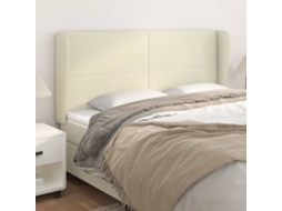 Vidaxl Cabeceira Cama C/ Abas Couro Artificial 163x23x118/128 Cm Creme