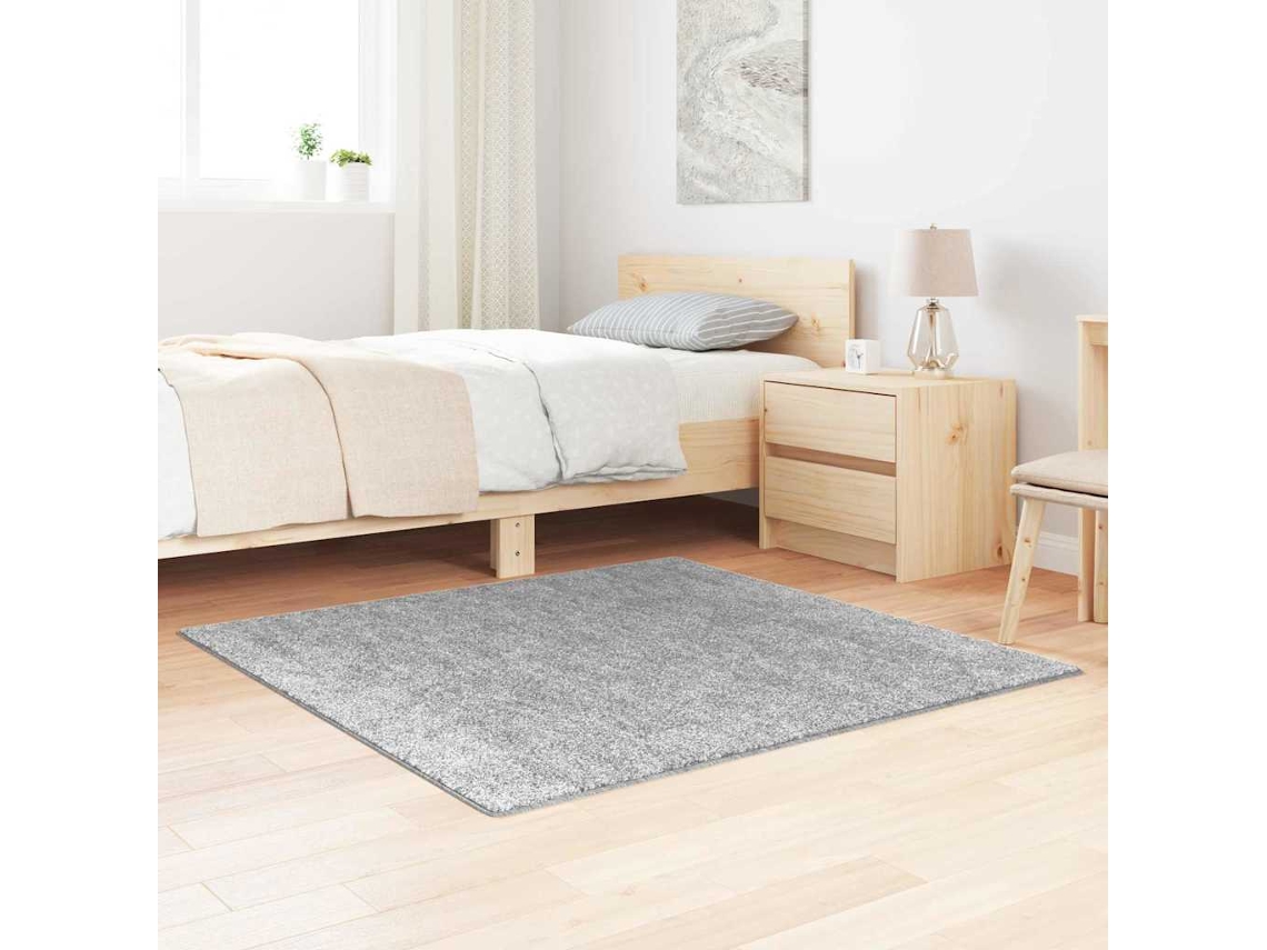 Vidaxl Tapete Shaggy Antiderrapante Cinzento 120 X 120 Cm Pp