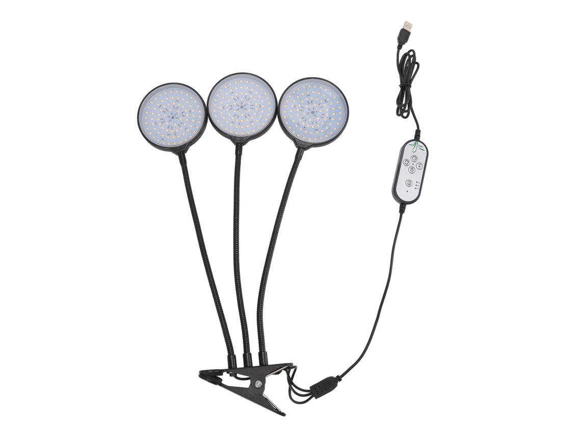 Rebe-lâmpada De Crescimento De Plantas Led 45w Com 3 Cabeças Clip E Alimentação Usb Para Plantas Suculentas Interiores