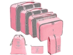 Conjunto de 7 peças de organizadores de bagagem grandes Fasst, incluindo cubos organizadores e bolsas de armazenamento para malas de viagem. CUIDADOS