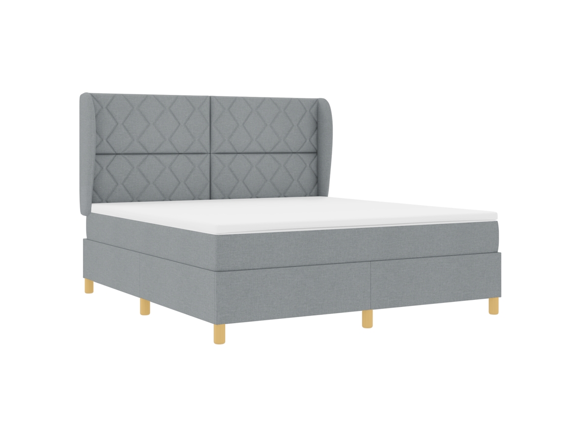 Cama Box Spring Com Colchão  Cinza Claro Vidaxl Tecido (180x200 Cm)
