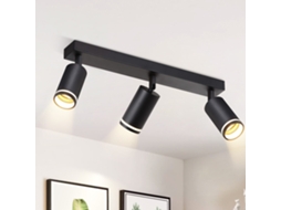 Nettlife Plafon 3 Focos Preto Gu10 Orientável, Candeeiro De Teto Moderno Em Metal Para Corredor, Cozinha, Sala, Quarto (sem Lâmpada)