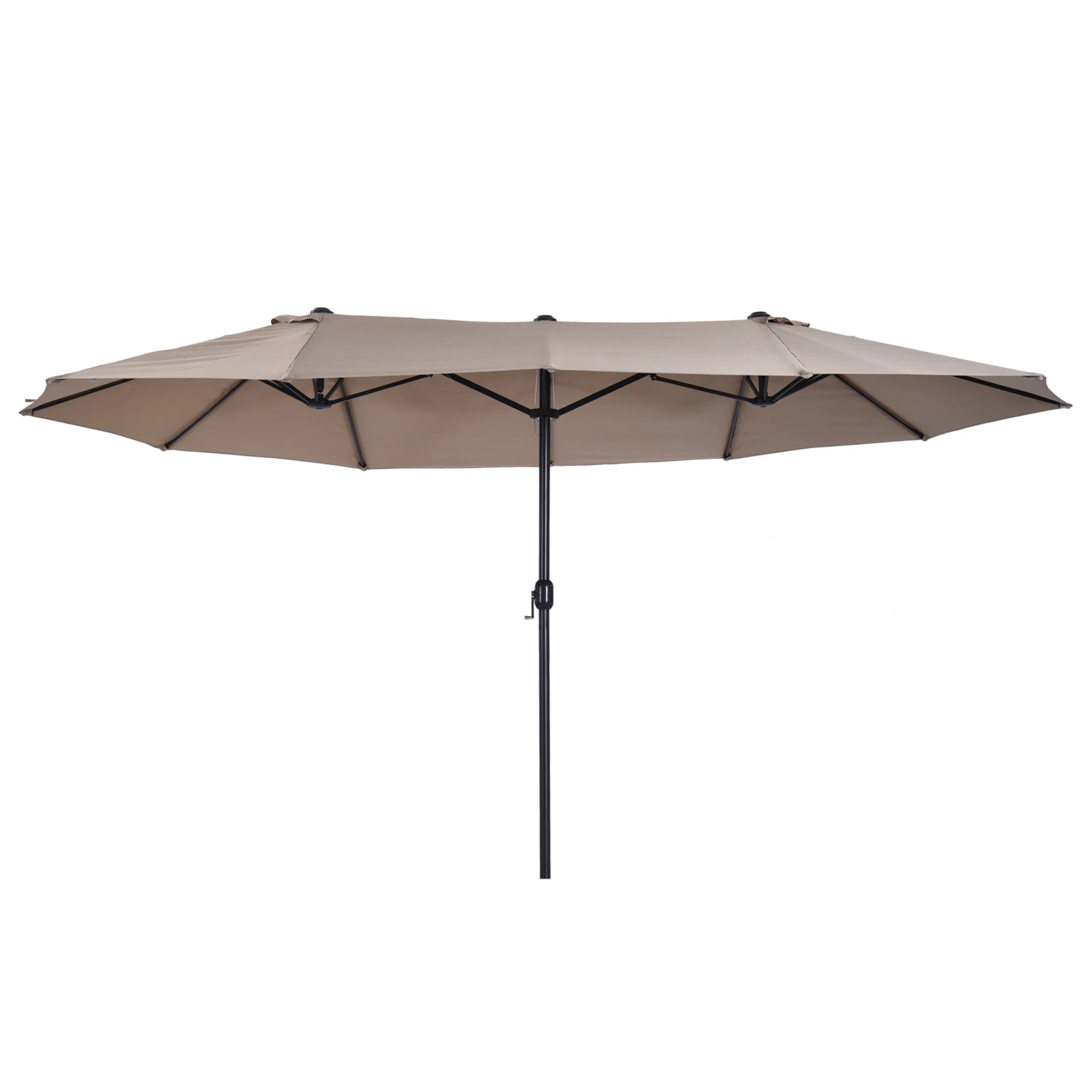 Chapéu de sol MDUG duplo 4.55x2.65x2.38m com manivela, proteção solar UV, café