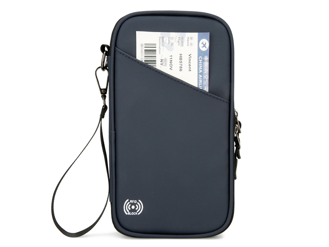 Bolsa Multifuncional Para Documentos De Identificação, Cor Sólida, Azul