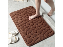 Tapete de Banheiro Antiderrapante , com Estampa de Pedra, em Tecido Não Tecido, Altamente Absorvente e Lavável. MDUG (cor Café)