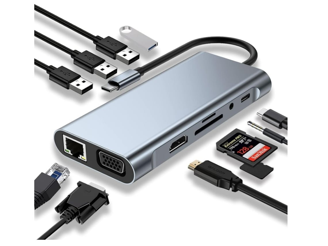 Adaptador Usb C USHION 11 em 1 Cinza
