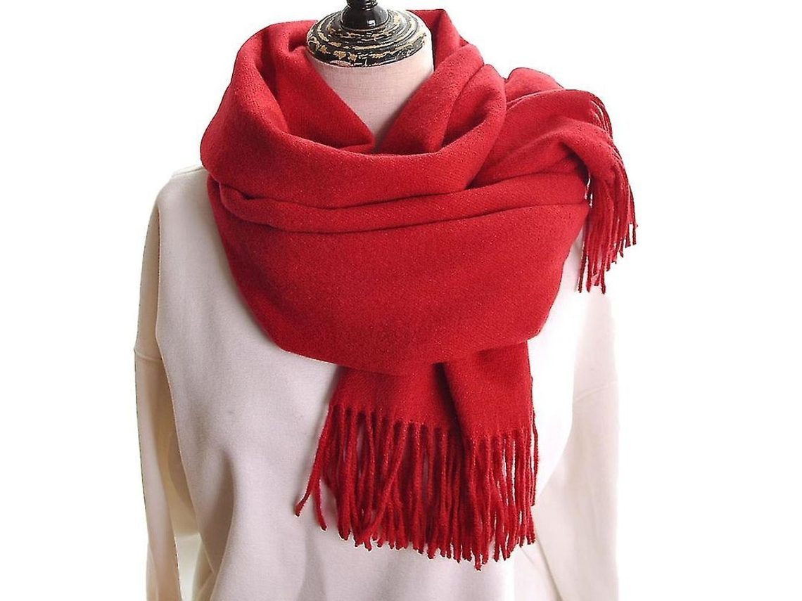 2026 bufanda Manta para Mujer com Textura de Cachemira Suave e Tassels, Design Clássico de Cor Sólida para Outono, Inverno e Primavera