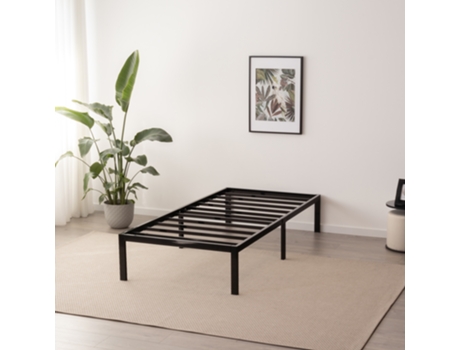 Cama Sappho Em Aço 90x190 Cm, Preto – 36 Cm Altura Com Arrumação