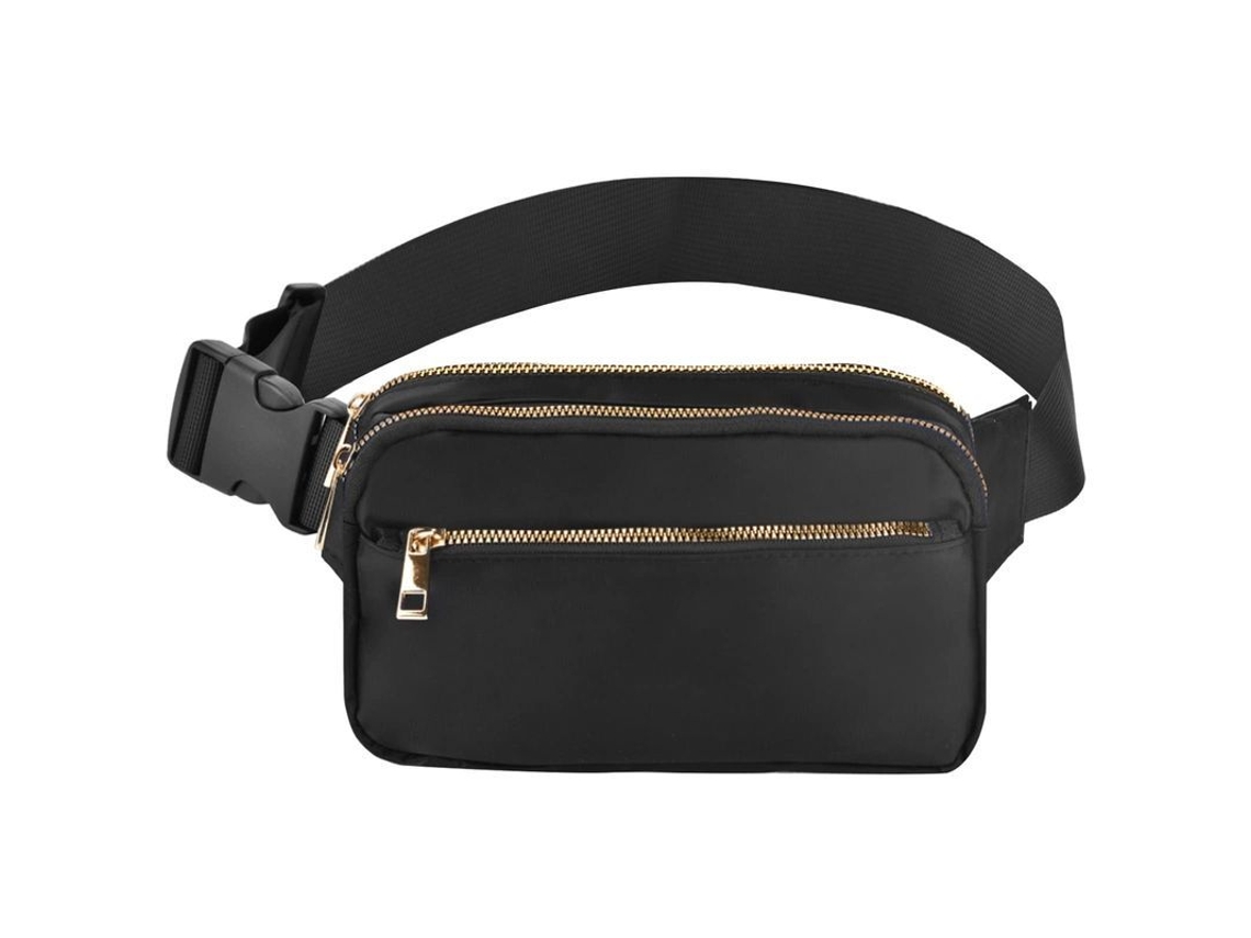 Bolsa de Cintura para Homens e Mulheres, Ajustável, Impermeável, Preto (S/MARCA)