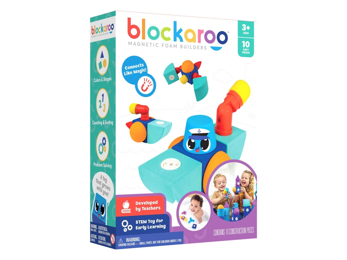 Brinquedo De Construção Barco Caixa De Blocos De Espuma Magnética 10 Peças Brinquedo Para Banho Blockaroo