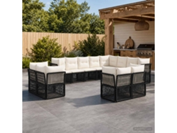 Vidaxl Conjunto De Sofá De Jardim 12 Unid. Preto Vime Pe