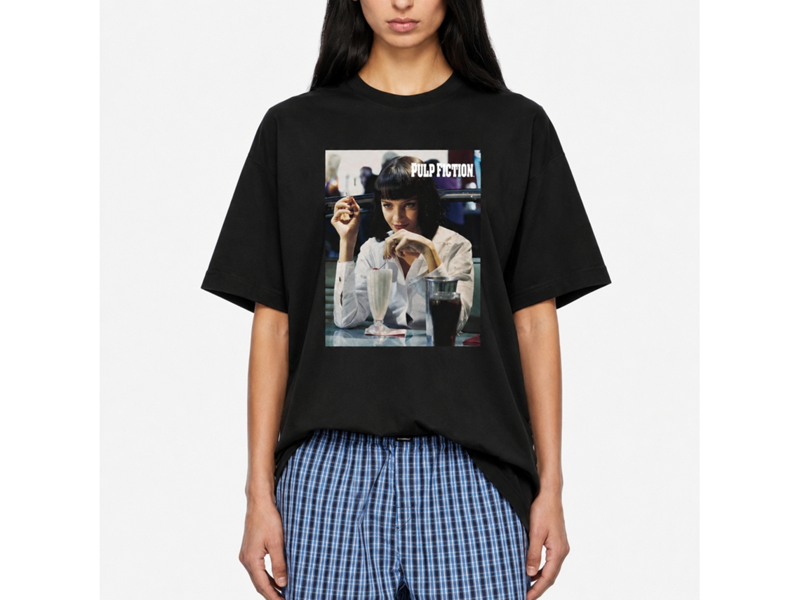 Rockinstone Pulp Fiction Men's T-shirt Mia Milkshake Tee - Black Size:l