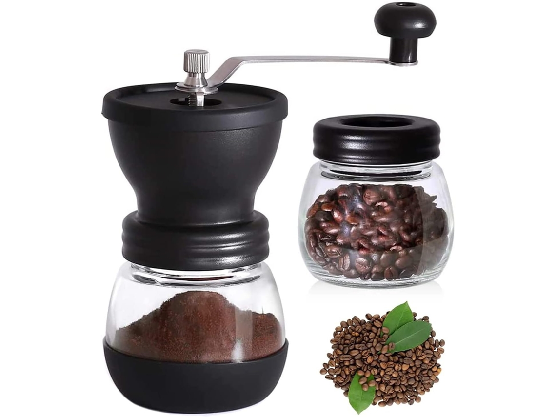 Moedor de café manual de cerâmica, ajustável, para café expresso, prensa francesa e coado, ideal para uso em casa e em viagens.