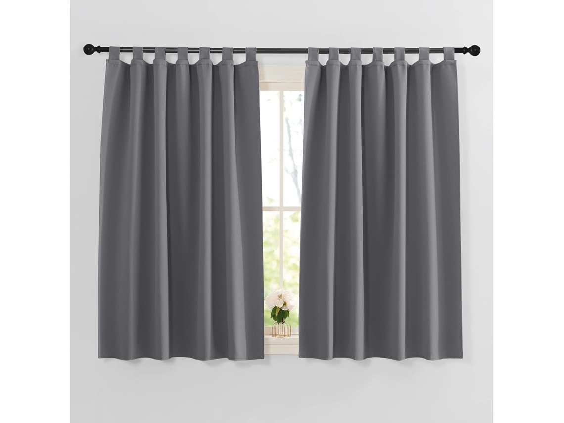Cortina Blackout Térmica, Para Janela, Quarto E Cozinha, Privacidade, Lavável, 2 Peças, 100 X 130 Cm, Cinza