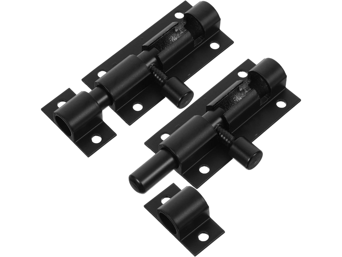 Conjunto De 2-trincos Deslizantes 2-polegadas Em Liga Alumínio Preto Portão