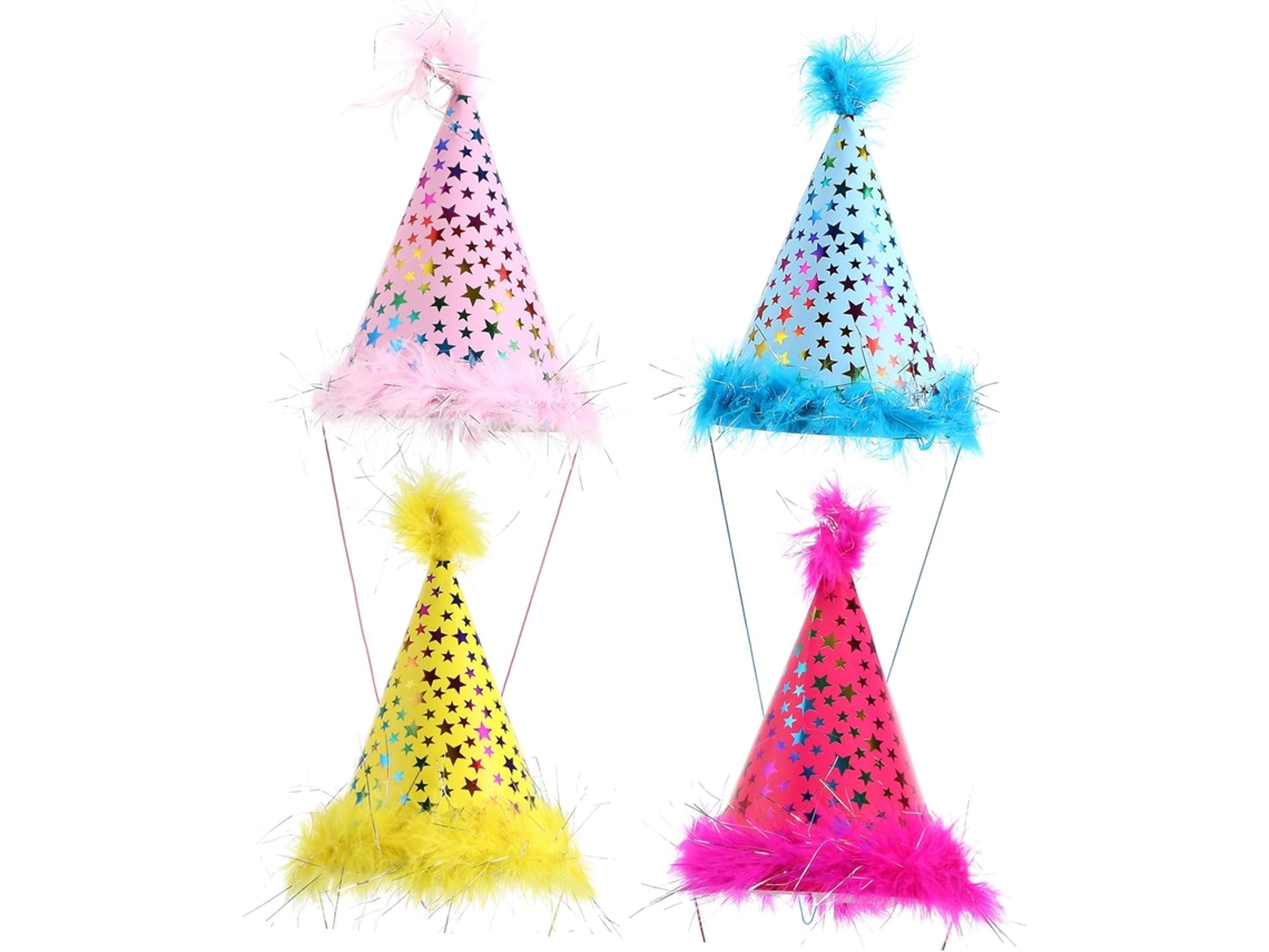 Conjunto 4 C E Decoração Festas De Cone Com Estrelas P