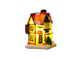 Decoração de Resina Pequena Casa Natal com Luz e Neve LAXISCREED