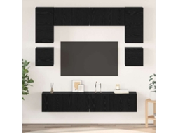 Vidaxl Conjunto De Móvel De Tv 8 Pcs Carvalho Preto Madeira Processada