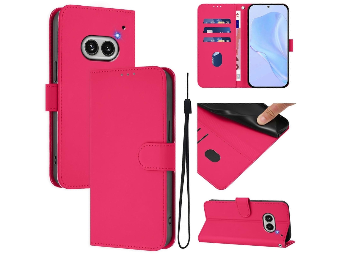 Capa De Celular Em Couro Sintético De Cor Sólida Com Toque Aveludado E Cordão Para Nothing Phone 2a