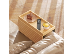 Bandeja Dobrável E Flexível De Bambu Para Braço De Sofá Com Base Antiderrapante, Ideal Para Lanches, Celulares E Bebidas.