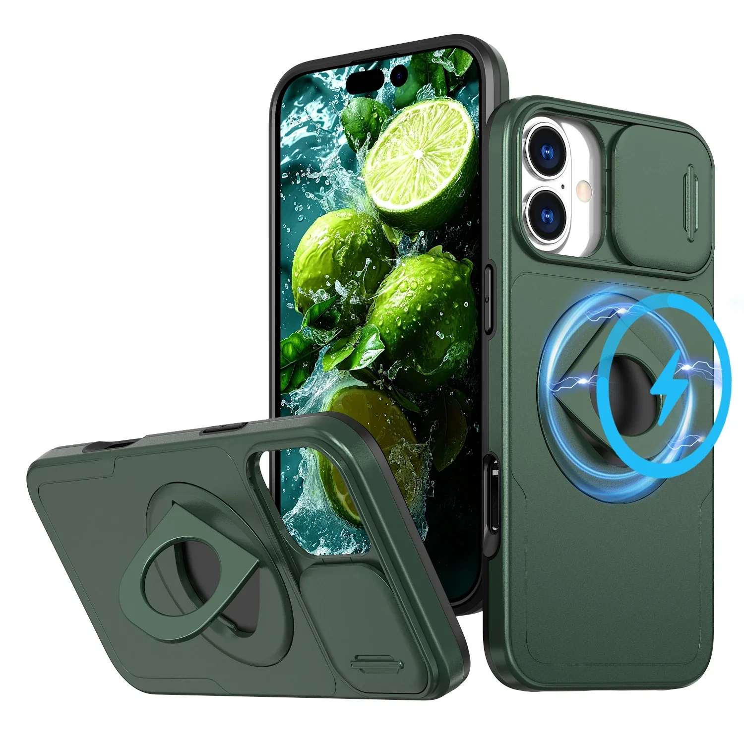 Capa Protetora Resistente A Impactos Para Iphone 11 Pro (verde Escuro) Com Anel Magnético.