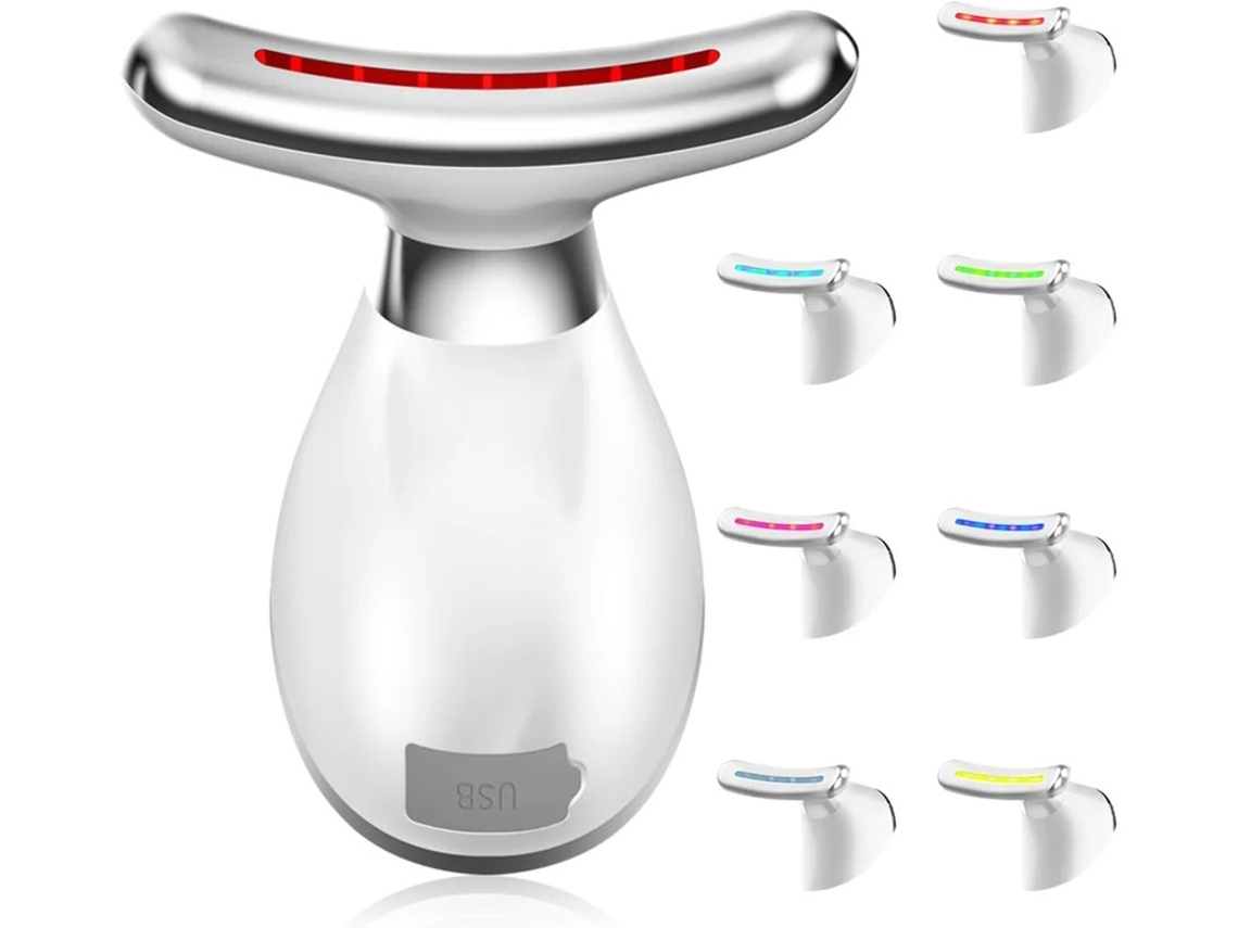 Massageador De Rosto E Pescoço Dispositivo De Beleza De 7 Cores Para Rosto E Pescoço Massageador Facial Com Modos Vibratórios E Térmicos Bestvite