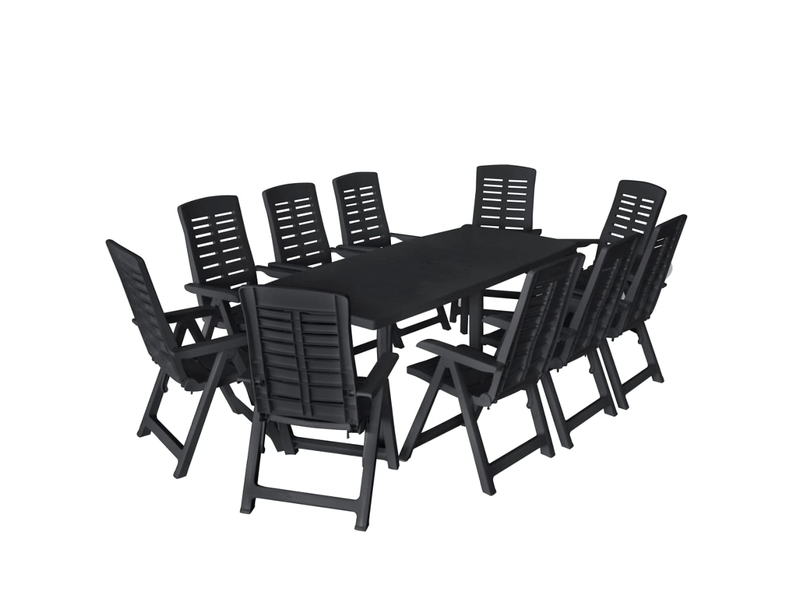Conjunto De Jantar De Exterior 11 Pcs Plástico Antracite Dkd Home Decor