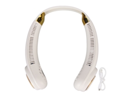 Ventilador De Cuello Colgante Sin Aspas, Silencioso, Recargable Por Usb, 3 Velocidades Ajustables, Portátil, Para Viajes Al Aire Libre, Color Blanco