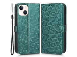Capa Para Iphone 14 Pele Sintética Verde