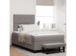 Vidaxl Cama Box Com Cabeceira Cinzento-acastanhado 120 X 200 Cm Tecido