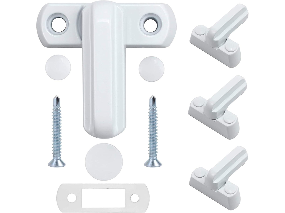 Cerradura de Janela de Liga de Zinco 4 Peças Branca para Portas e Janelas Upvc/pvc Segurança Residencial