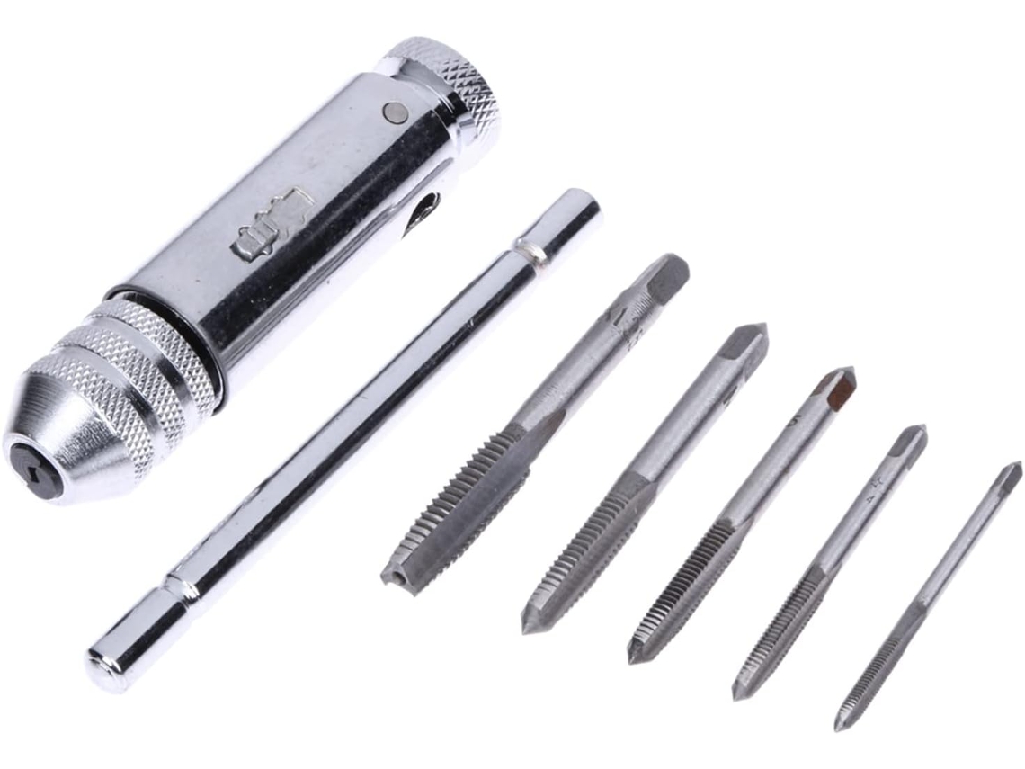 Chave De Catraca Ajustável Com Cabo Em T E 5 Peças Para Rosca Métrica Máquina M3 M4 M5 M8 6