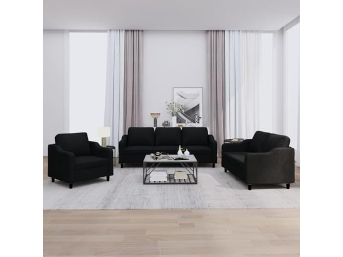 Sofa Set, Sofa Sets Vidaxl Preto Tecido (n/a)