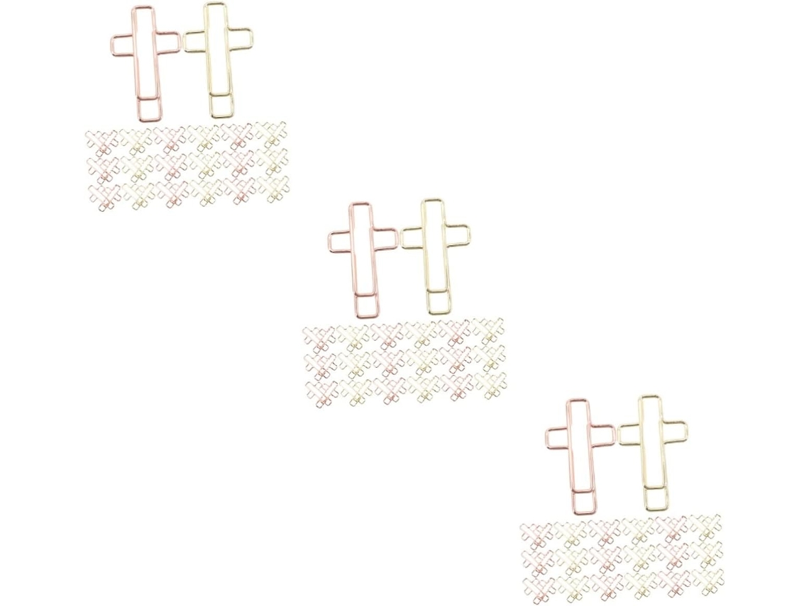Conjunto de 3 Clipes Cruzados Nuobesty, Clipes para Arquivos com Formatos Especiais, Clipes de Papel Dourados e Fofos