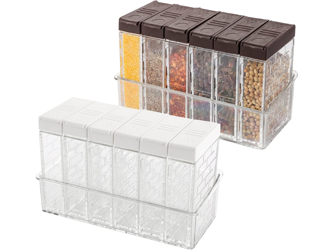 Pote Para Temperos Conjunto 12 Peças Plástico Tampa Cozinha