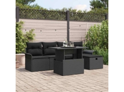 Vidaxl Conjunto De Sofá De Jardim 6 Unid. Preto Vime Pe