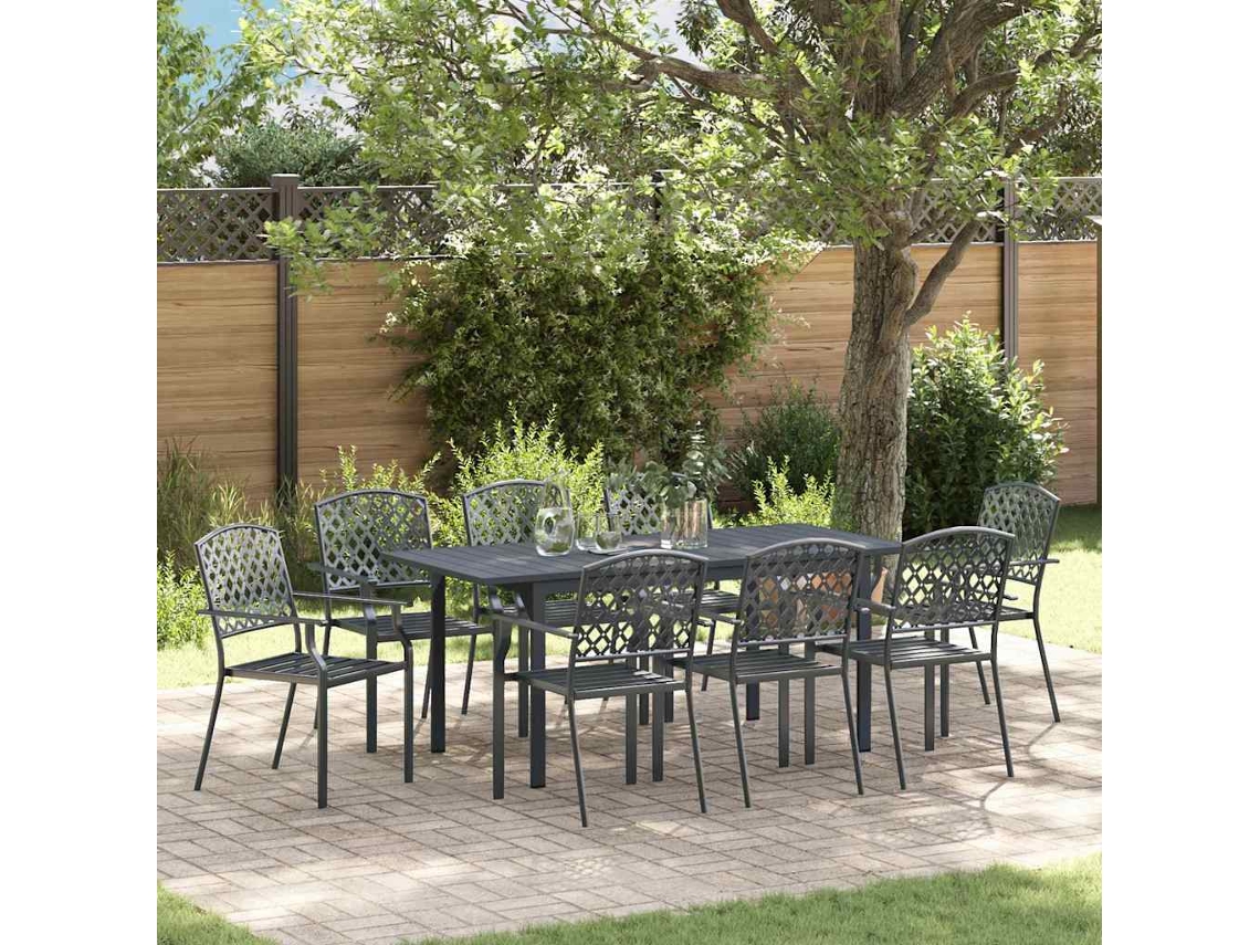 Vidaxl Conjunto De Jantar Para Jardim 9 Unid. Antracite