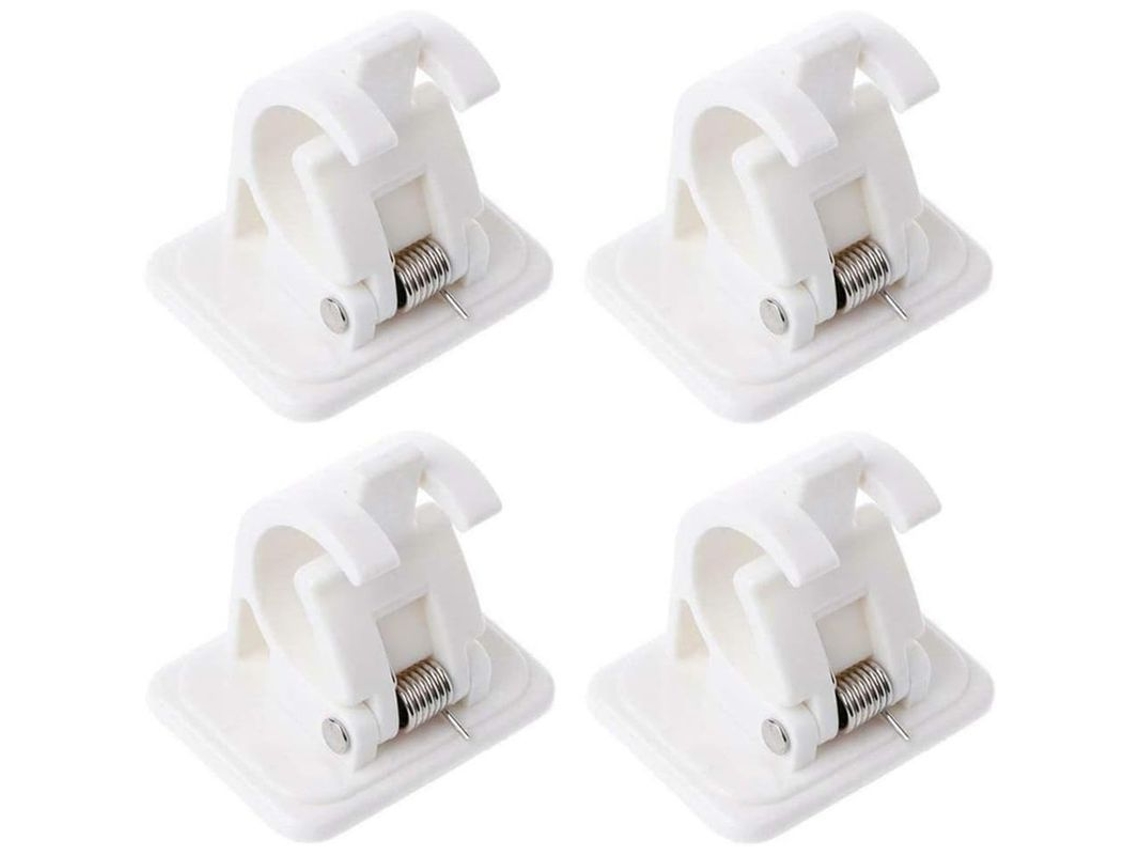 Suporte Para Cortina Autoadhesivo 4 Peças, Gancho De Cortina Para Barras De 15-22mm, Material Plástico Resistente